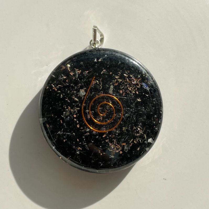 Orgonite Black Tourmaline Pendant - Circle Orgonite Black Tourmaline Pendant - Circle